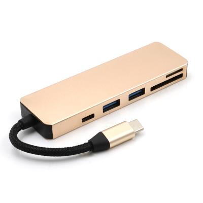 China Laptop Notebook T551 5 in 1 Hub Type-C to USB3.0+SD/TF Card Reader + PD Charging Multifunctional Converter for sale