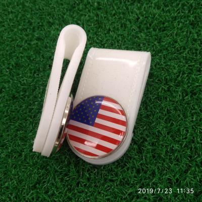 China Silicone+Powder Material Silicone Stainless Magnetic Golf Cap Clip With USA Golf Flag for sale