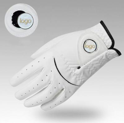 China High Quality Cabretta Leather White Cabretta Golf Gloves With Removable Ball Marker for sale