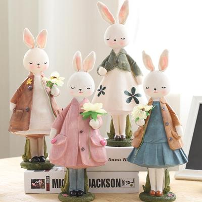 China Home Decoration Glass Vase Hanging Creative Girl Lovely Heart Carnie Rabbit Resin Decoration Living Room Bedroom Opens Gifts Students Gifts for sale