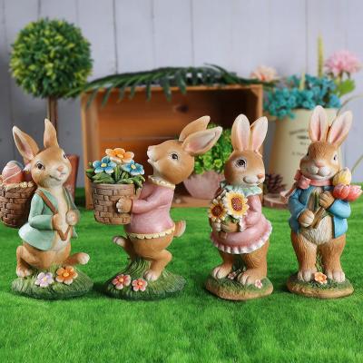 China Home Decoration Glass Vase Hanging Resin Rabbit Figurine Decoracao Easter Decoration Resin Rabbit Statues Dropship Wholesale Price for sale