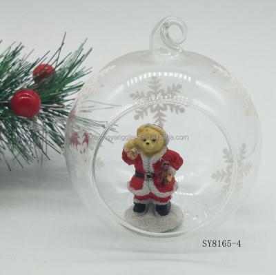 China Mini Resin Clear Chinese Glass Christmas Ball Open Hanging Gift Supplier Ball And Christmas Decoration for sale