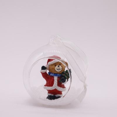 China Europe Festival Glass Christmas Ball With Santa Claus Inside For Party And Home Decoration for sale