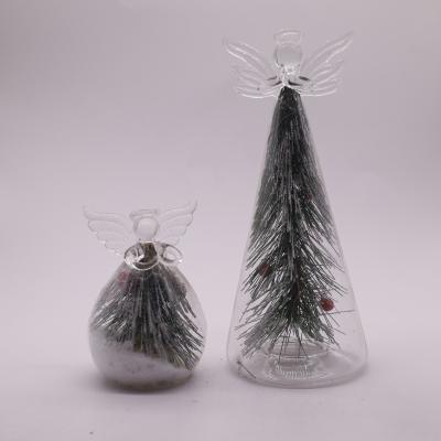 China Light Luxury Christmas Decorations Glitter Gold Angel Glass Valentine Gift for sale