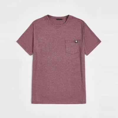 China Wholesale Casual Round Neck Short Sleeve T-shirt Men's Anti-Wrinkle Round Neck Competitive Price Letter Patched Pocket OEM Custom Design T-shirt for sale