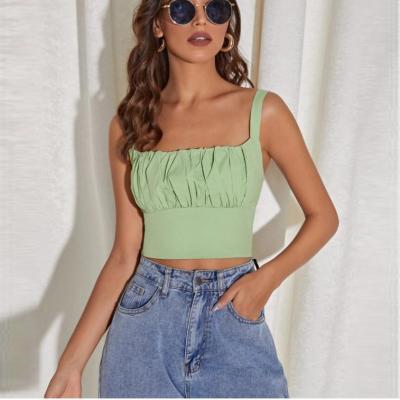 China Wholesale Casual Ruched High Quality Tank Tops Summer Factory Price Fashion Clothing QUICK DRY Camis Design Bust Top For Ladies for sale