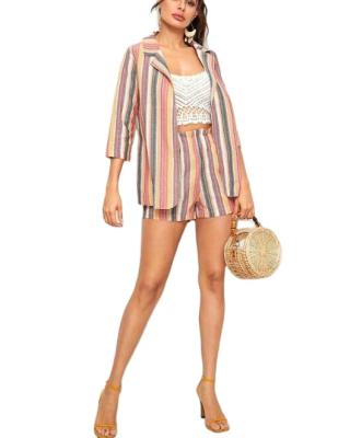 China Breathable Factory Sale Various Color Striped Suit Ladies Loungewear Set For Women for sale