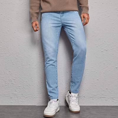 China Color Fade Proof 2021 Wholesale High Quality Black Blue Men Denim Pants Shapes Slim Casual Soft Vintage Washed Denim Ripped Mens Jeans for sale