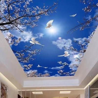 China Modern hot sale 3d ceiling wallpaper mural with cheap price 3d/8d/10d ceiling mural wallpaper for sale