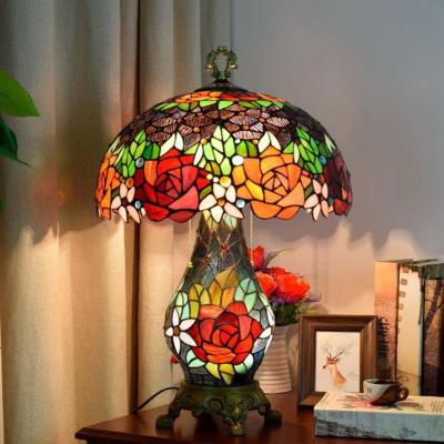 China Modern tiffany shades beauty pattern table lamp decorative glass mosaic light turkish lamp for sale