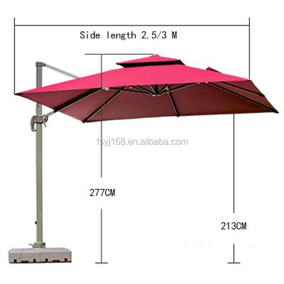 China Modern Outdoor Roman Roof Red Color Outdoor Umbrella Garden Leisure Parasol Square Double Side Umbrella With Base for sale