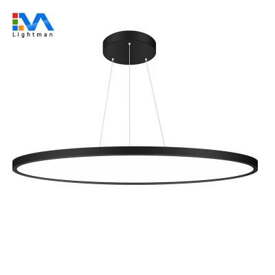 China Down Led Panel Light 40w 48w Ultra Thin Suspension Transparent Up And Down Round Led Flat Panel Light 60cm for sale