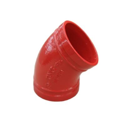 China Malleable Iron ASTM A536 Grade 65-45-12 Grooved 45deg Elbow Grooved Fittings Style 120 for sale