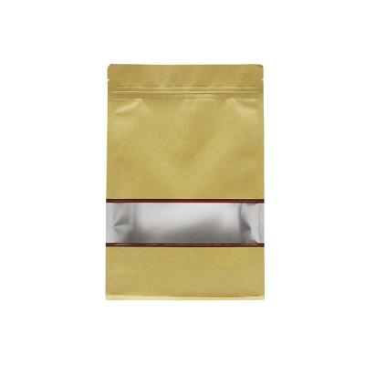 China Aseptic Flat Bottom Paper Bag Zipper Lock Paper Bag Kraft Paper Food Packaging Bag With Window for sale