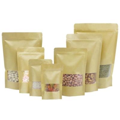 China Aseptic Wholesale Food Packaging Zipper Lock Biodegradable Brown Kraft Paper Resealable Bag for sale