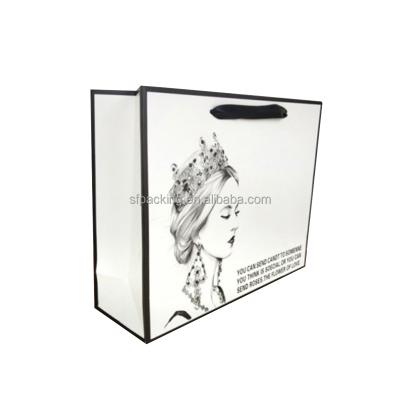 China Recyclable Custom Logo Printed Crafts White Paper Bag With Handle for sale