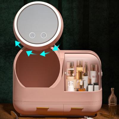 China 2021 Durable Girl Multifunctional Portable Cosmetic Organizer Make Up Mirror Beauty Storage for sale