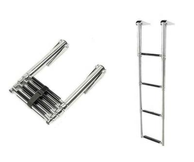 China Yacht use 4 steps marine extentional s.s 316 ladder for yacht and boat with anti-slippery rubber mat for sale