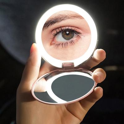 China Lighted Desktop Dongguan Portable Compact Decoration Mirrors Hollywood Vanity Led Lighted Makeup Mirror for sale