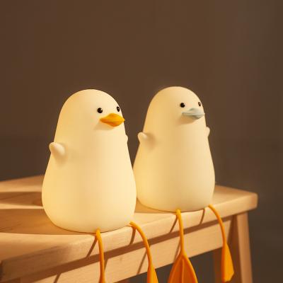 China Cute Animal Baby Kids Night Light Duck Night Lamp For Children Modern Silicone Touch Sensor Bedside Lamp for sale