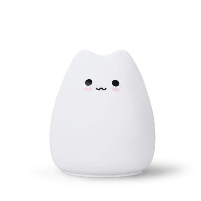 China 2021 Modern Christmas Gift LED Night Lamp Cat Silicone Led Night Light Battery Operated For Kids for sale