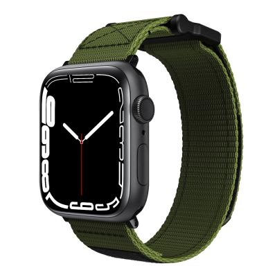 China Watch Band 41mm Length Shockproof Braided Nylon Adjustable 45mm Watch Straps With Plastic Buckle For Apple Watch Series 7 Band for sale