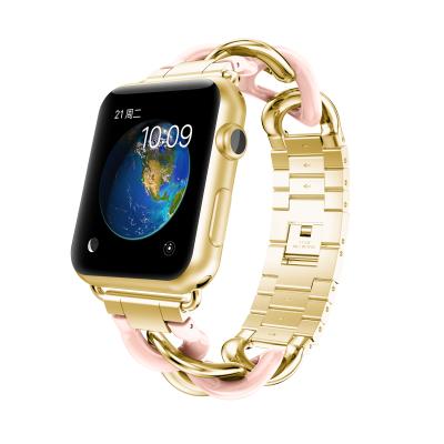 China Fashion Apple Watch Band Stainless Steel And Resin Fashion Sport Luxury Watch Band For Apple Watch Series 7 41mm 45mm for sale