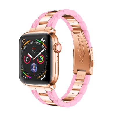 China 2022 newest fashion design apple watch bands stainless steel and resin strap for apple watch series 7 41mm 45mm for sale