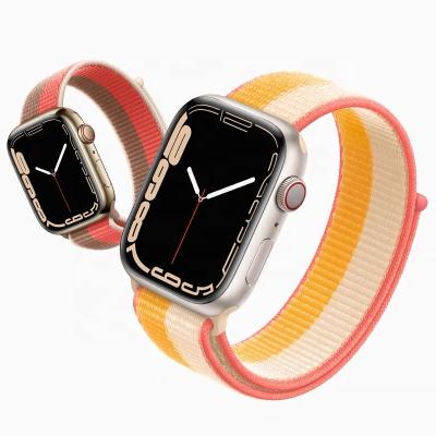 China Sliver 41/45mm Men Sport Adjustable Nylon Woven Loop Bands Replacement Strap For Apple Watch Series 7 6 5 4 3 2 1 Se for sale