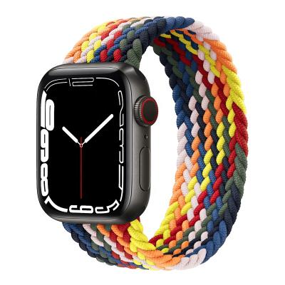 China Nylon Woven Ribbon Rainbow Elastic Watch Band Woven Bands Braided Solo Loop For Apple Watch Series 7 NATO Watch Strap for sale