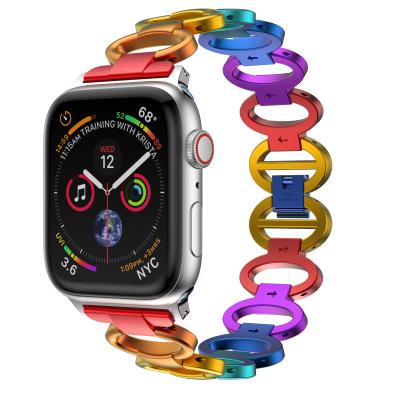 China Low MOQ Hot Sale On Amazon Rainbow Watch Band For Women Apple Watch Strap Band Fit Up Iwatch Series 7 Apple Watch Strap for sale