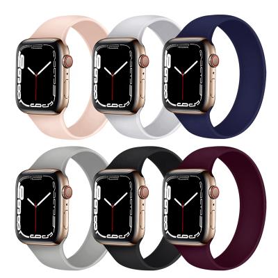 China 41mm Watch Strap Loop Silicone Rubber Smart Breathable 45mm Solo Watch Band For iwatch Series 7 Silicone Apple Watch Band for sale