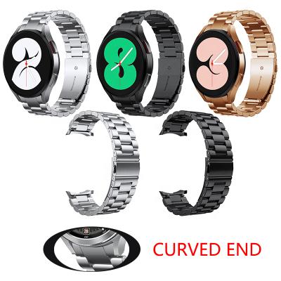 China Luxury And Fashion 22mm Smart Watch Strap Three Link 316L Solid Stainless Steel Metal Strap Band For Samsung Galaxy Watch 4 Watch Band 40MM 44MM for sale