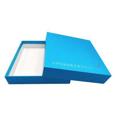 China Recycled Materials Square Blue Lid And Base Packaging Boxes For Chocolate And Snacks Packaging for sale