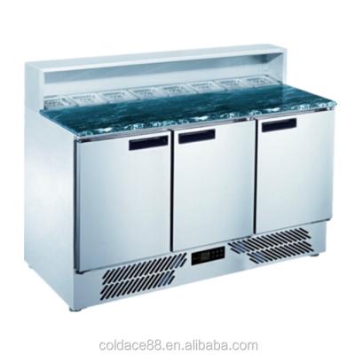 China Commercial Single-Temperature Pizza Prep Counter Refrigerator With Marble Table for sale