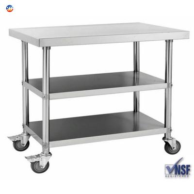 China Easily Cleaned Workbench Platform Stainless Steel Kitchen Equipment With Wheel for sale