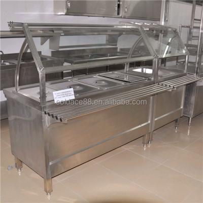 China Shield Glass Top Restaurant Stainless Steel Bain Marie Electric Food Warmer for sale