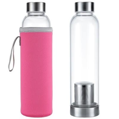 China Crystal Infused Gem Water Bottle Viable Wellness Glass Water Bottle Wholesale Colored Stone Glass Water Bottle for sale