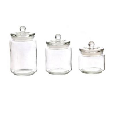 China 3pcs Glass Bottle Jar Food Set With Glass Lid for sale