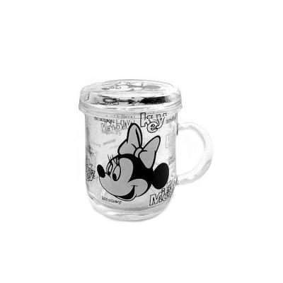 China Customized Viable Decal 230ml Printed Glass Mug With Glass Lid for sale