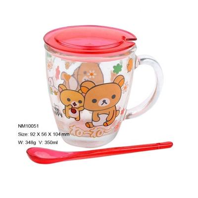 China Sustainable Customized 350ml Glass Mug With Lid With Printing Decal for sale