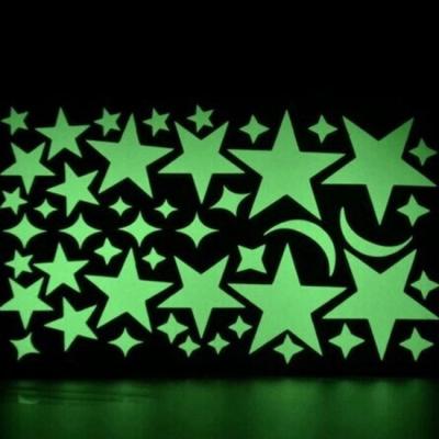 China Decorative Sticker Custom Shaped Luminous Green Light Stars Sticker Sheet Wholesale Glow in the Dark Star Ceiling Stickers for sale