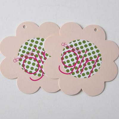 China Recyclable Custom Shaped Paper Card For Recyclable Clothes Cardboard Packaging Hang Tag for sale