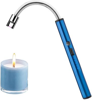 China 2021Amazon Rechargeable Hot Upgraded USB Rechargeable With Battery Indicator 360 Long Neck Windproof Candle Lighter for sale