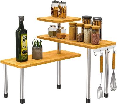 China Corner Shelf Organizer - 3 Tier Counter Storage Display PANEL Kitchen Counter Top Shelves for sale