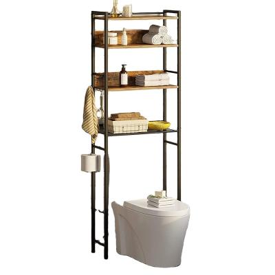 China Modern Bathroom Space Saver, 4-Tier Above Toilet Storage Rack, Wood Freestanding Bathroom for sale