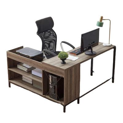 China Other Office Study Corner Industrial L Shaped Desk, 59 Inch Wood and Metal Desk Writing Workstation with Shelves and File Cabinet for sale