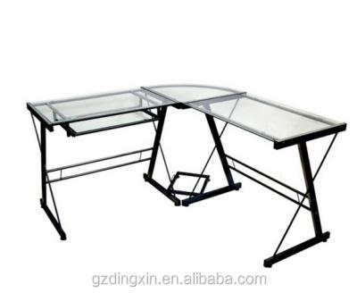 China Modern Glass Computer Table Corner Computer Desk PC Desk Computer Desk Gaming Table L-shaped Glass Desk (DX-402B) for sale