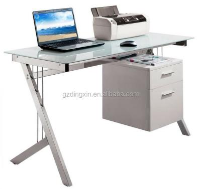 China Commercial Furniture Clear Glass Computer Desk Desk with Two Drawers Gaming Table Workstation Computer Table (DX-A155) for sale