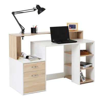 China PANEL Modern Design Multilevel Home Office Computer Desk With Shelves And Drawers for sale